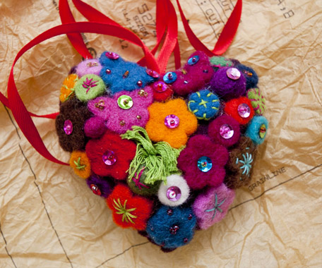 her fabric heart from the Textile Museum of Canada